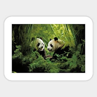 Panda Animal Wildlife Wilderness Colorful Realistic Illustration Sticker